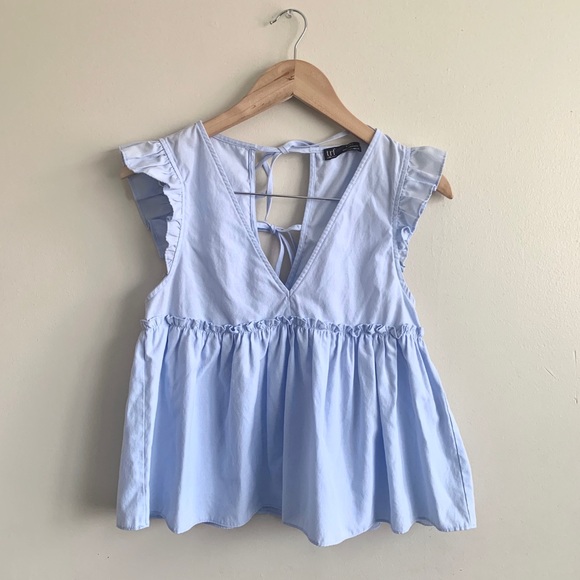 Zara Tops - Trf Zara light babyblue blouse